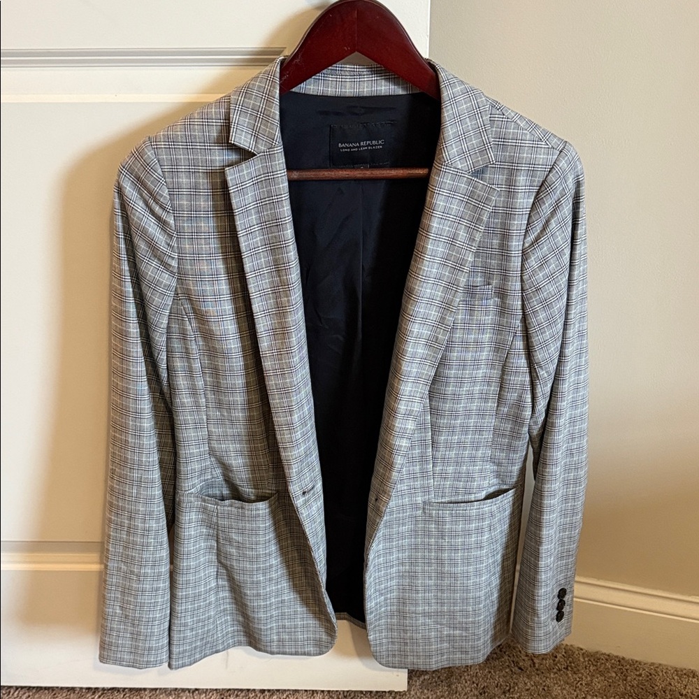 Banana Republic Gray Plaid Women's Blazer